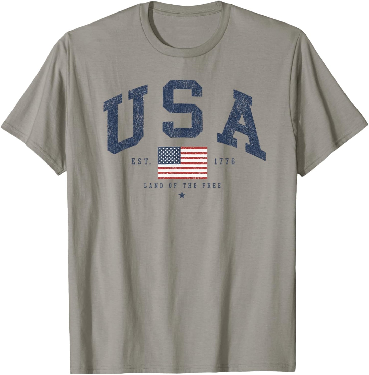 Vintage USA Flag Design for Fourth of July, Patriotic T-Shirt - T-Shirt | Sand