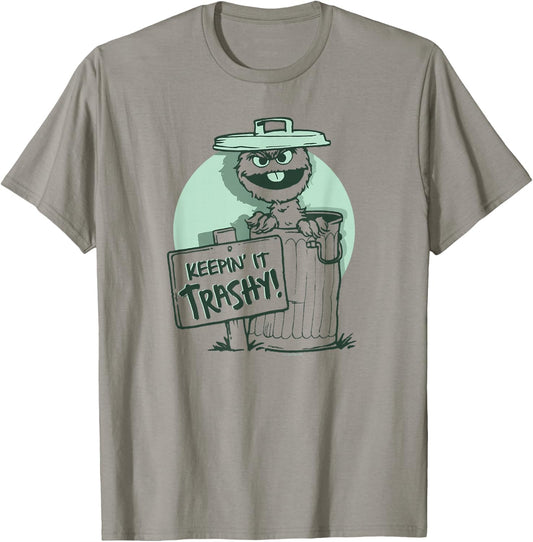 Sesame Street Oscar The Grouch Keepin' It Trashy T-Shirt - T-Shirt | Sand