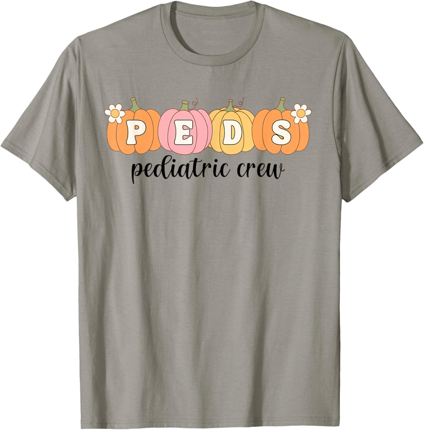 Women Pediatric Crew Pumpkins Peds Nurse PICU Autumn Fall T-Shirt - T-Shirt | Sand