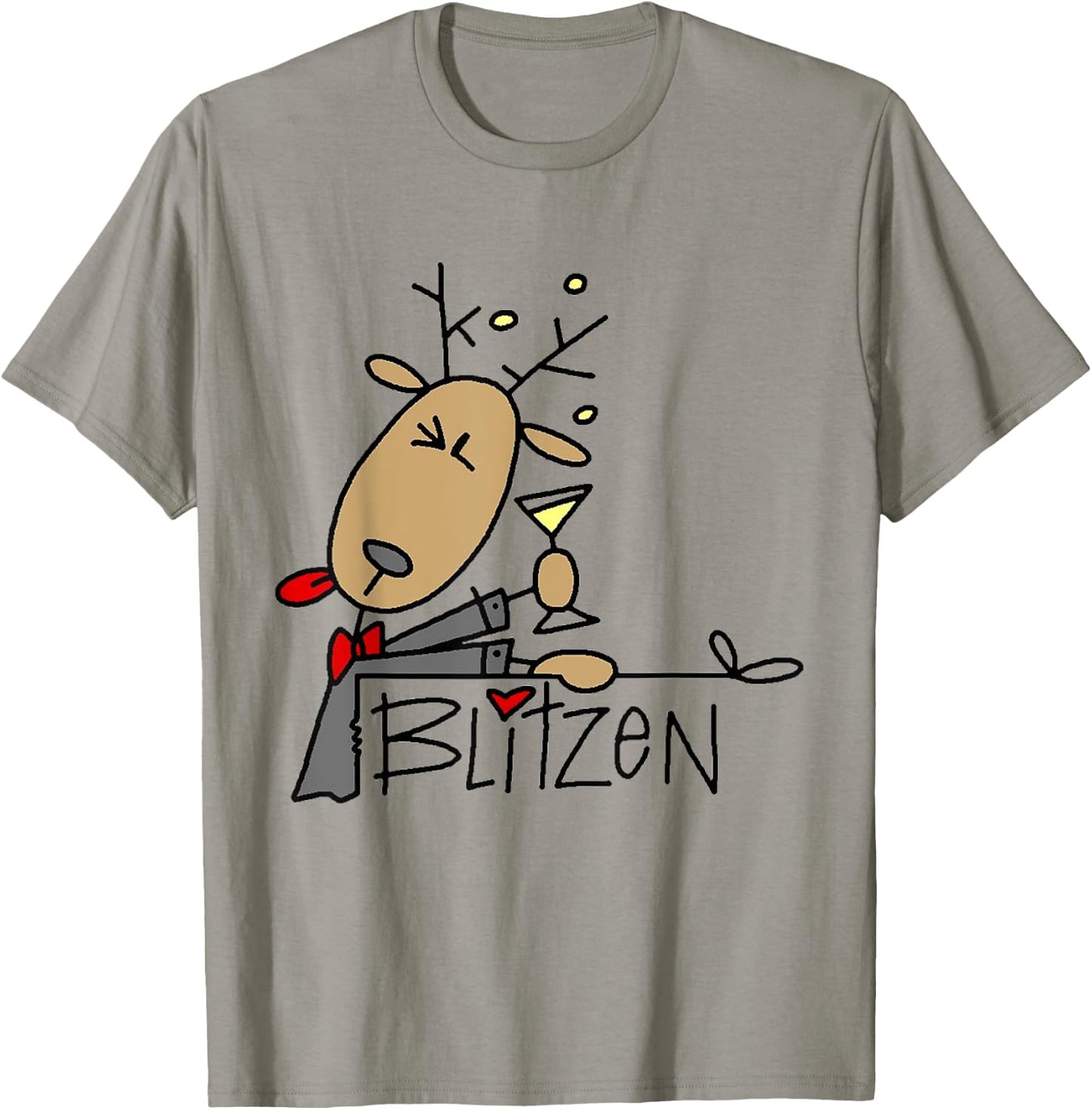Blitzen Christmas Funny Reindeer T-Shirt - T-Shirt | Sand