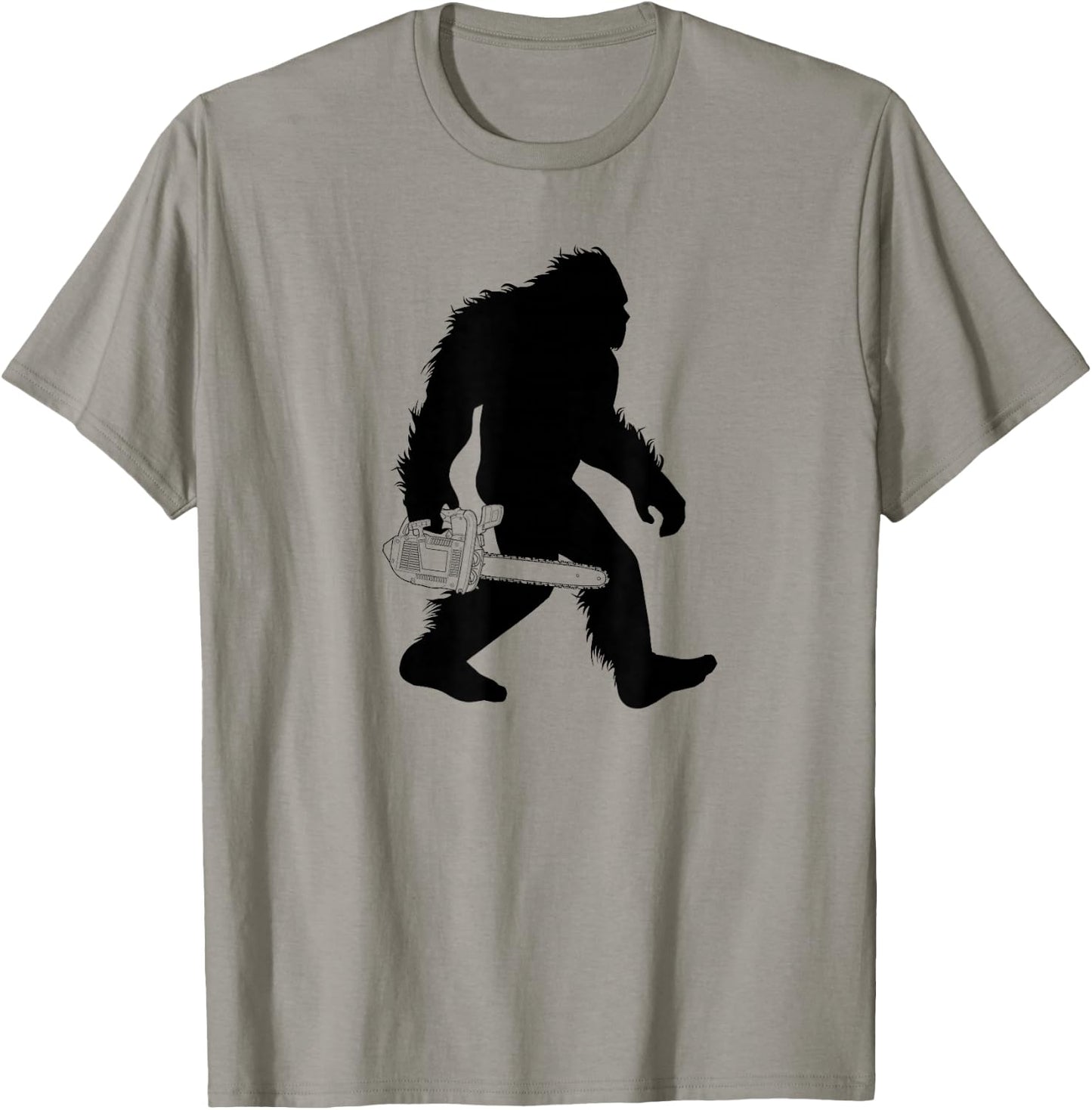 Bigfoot Carrying Chainsaw , Lumberjack Sasquatch T-Shirt - T-Shirt | Sand
