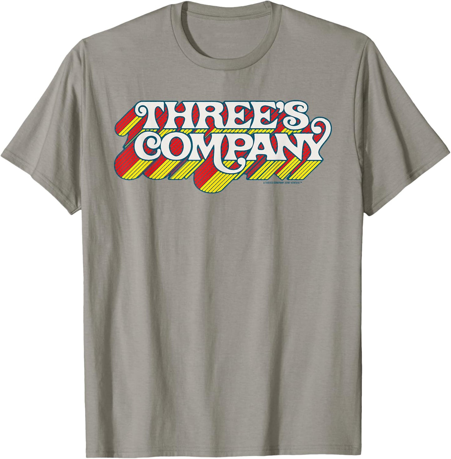 Three's Company Flying Logo Officially Licensed Retro T-Shirt - T-Shirt | Sand
