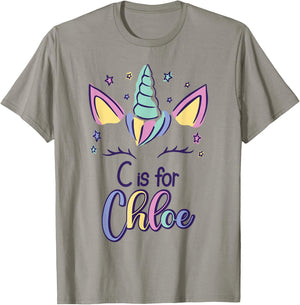 First Name Chloe Personalized C Is For Chloe T-Shirt - T-Shirt | Sand