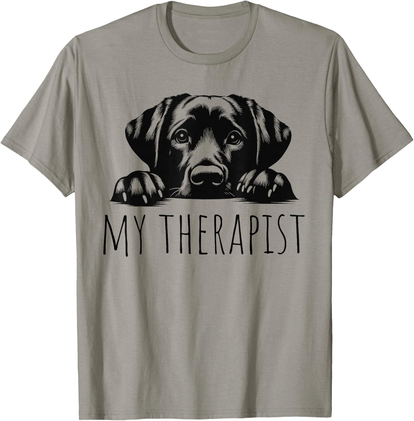 LABLOVE -Adult Dog Lovers All Ages Grey Cartoon Modern Classic Fit Round Collar Short Sleeve T-Shirt - T-Shirt | Sand