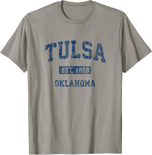 Tulsa Oklahoma OK Vintage Athletic Sports Design T-Shirt - T-Shirt | Sand