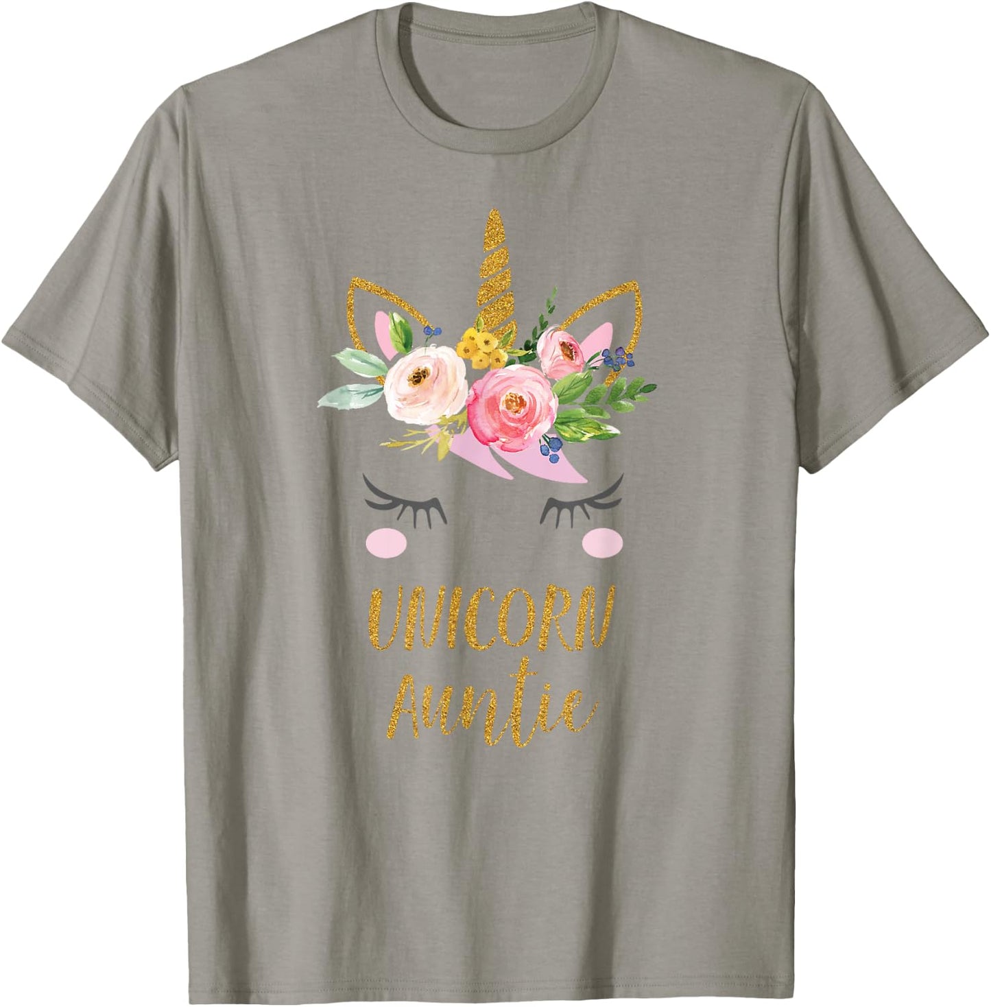 Unicorn Auntie Shirt, Floral Bouquet T-Shirt - T-Shirt | Sand