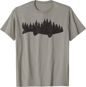 Walleye Fishing Sauger Fisherman Pine Forest T-Shirt - T-Shirt | Sand