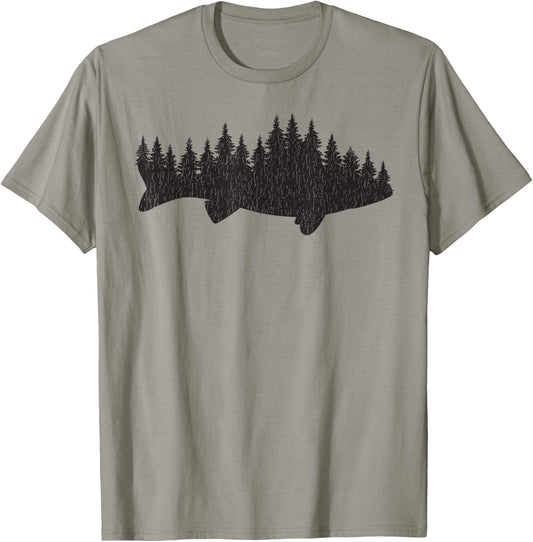 Walleye Fishing Sauger Fisherman Pine Forest T-Shirt - T-Shirt | Sand
