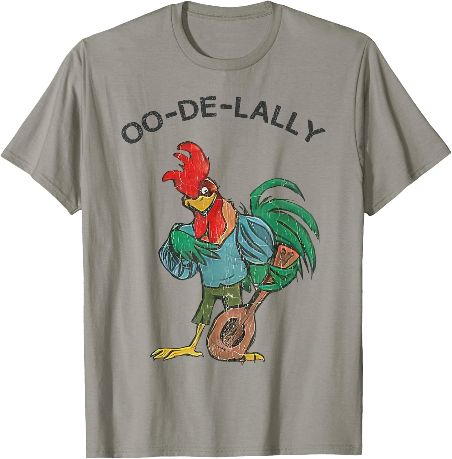 Retro Oo-de-lally Singing Rooster Vintage Guitar Chicken T-Shirt - T-Shirt | Sand