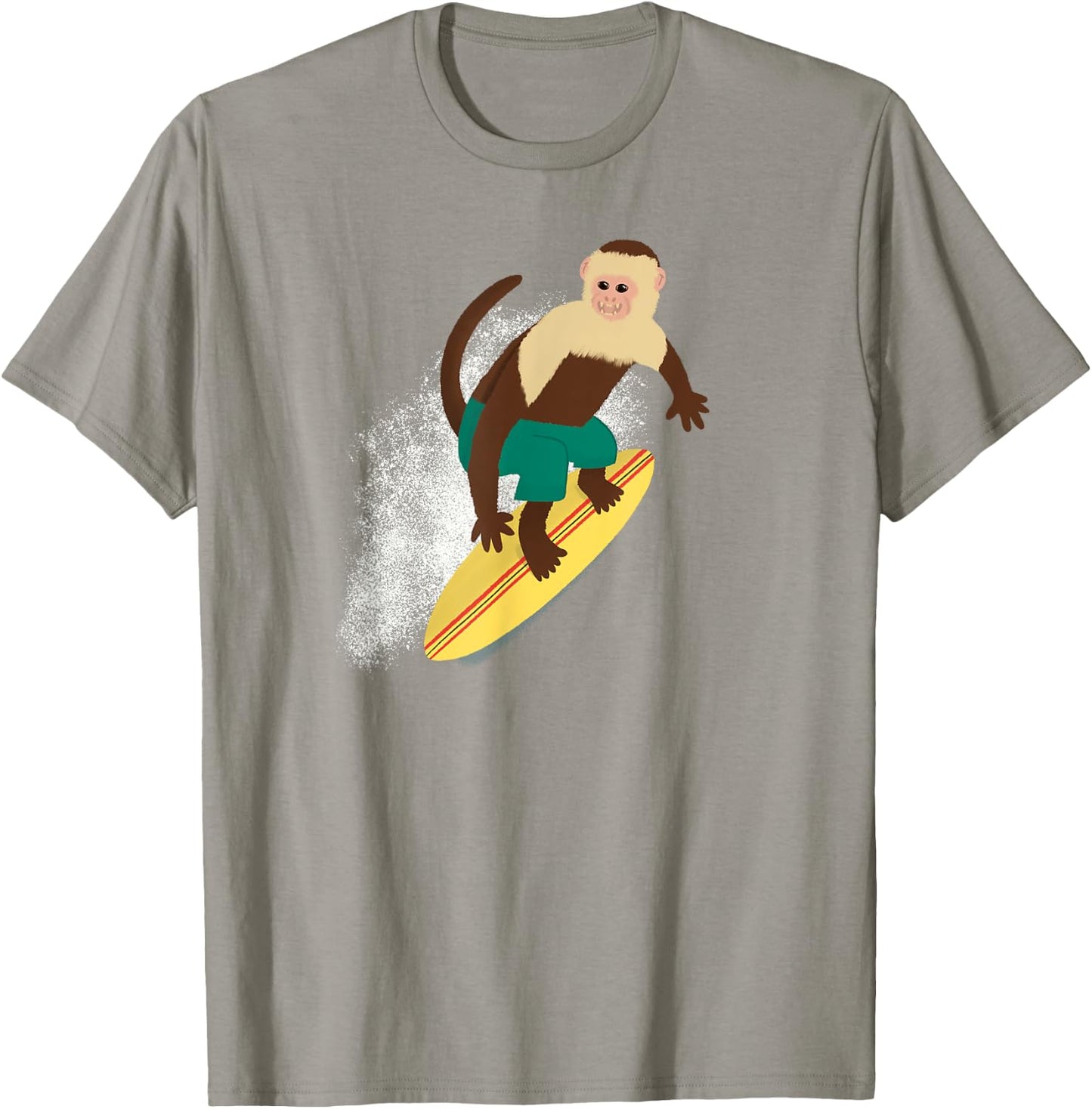 Cute Surfing Capuchin Monkey T-Shirt - T-Shirt | Sand