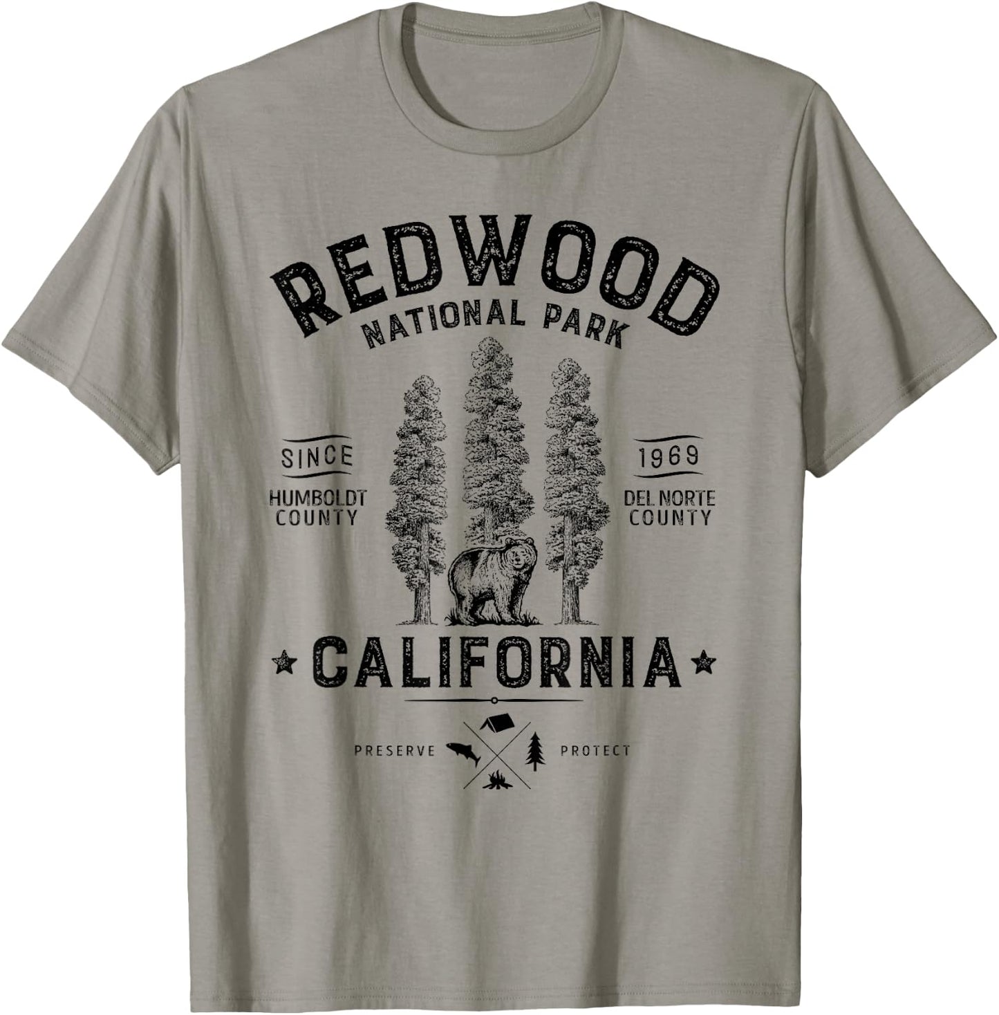 Redwood National Park T Shirt Vintage California Bear Gifts T-Shirt - T-Shirt | Sand