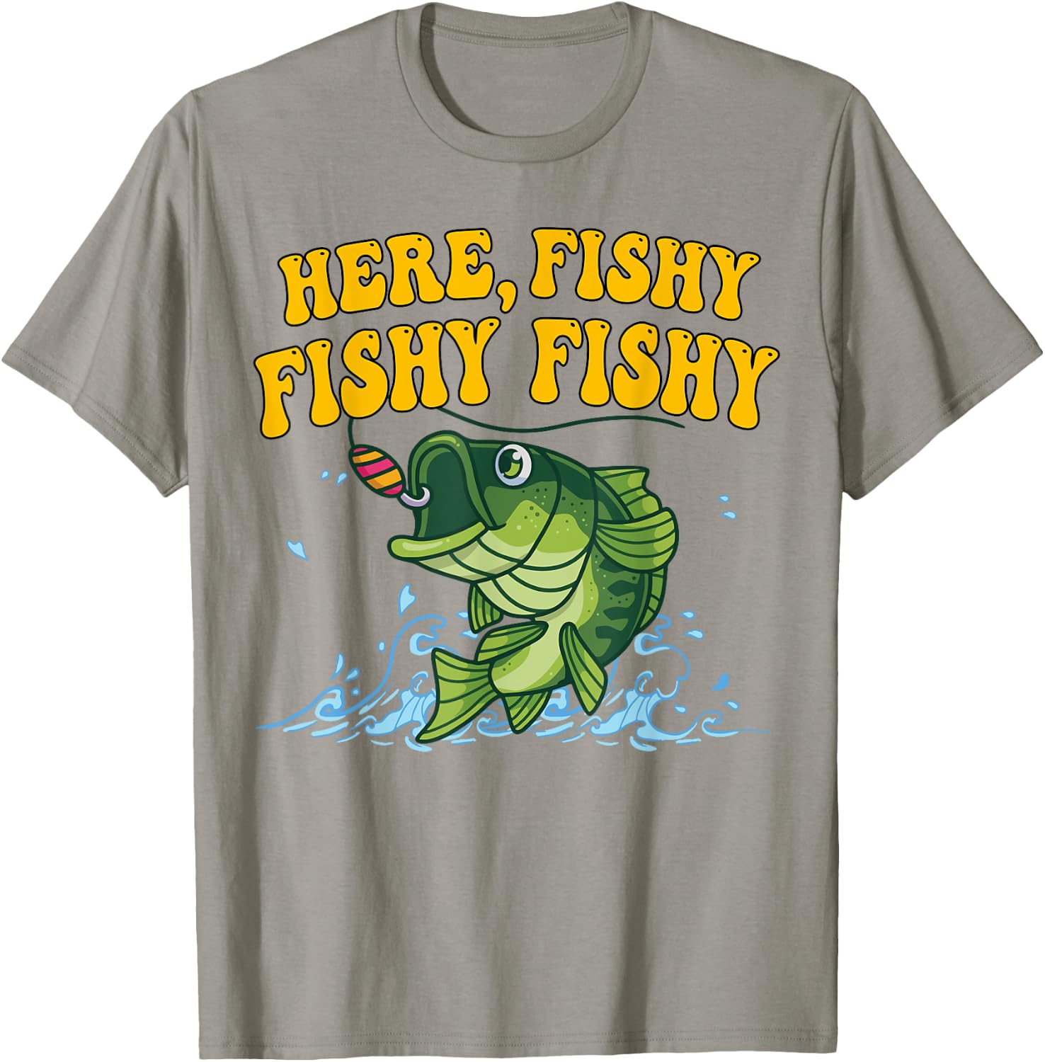 Here-Fishy Bass Fishing Youth Boy Toddler Funny Graphic T-Shirt - T-Shirt | Sand