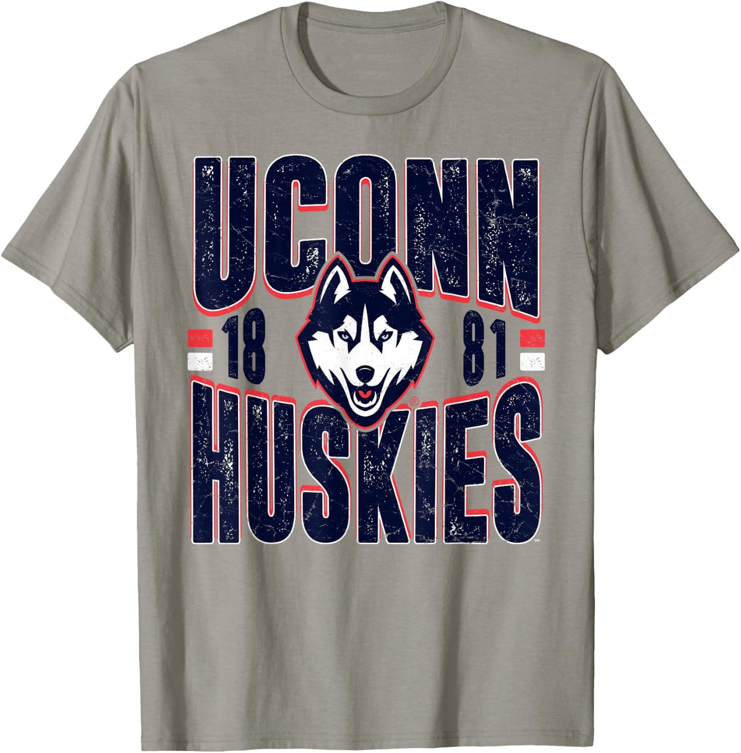 Connecticut Huskies Vintage 90's Retro Gray T-Shirt - T-Shirt | Sand