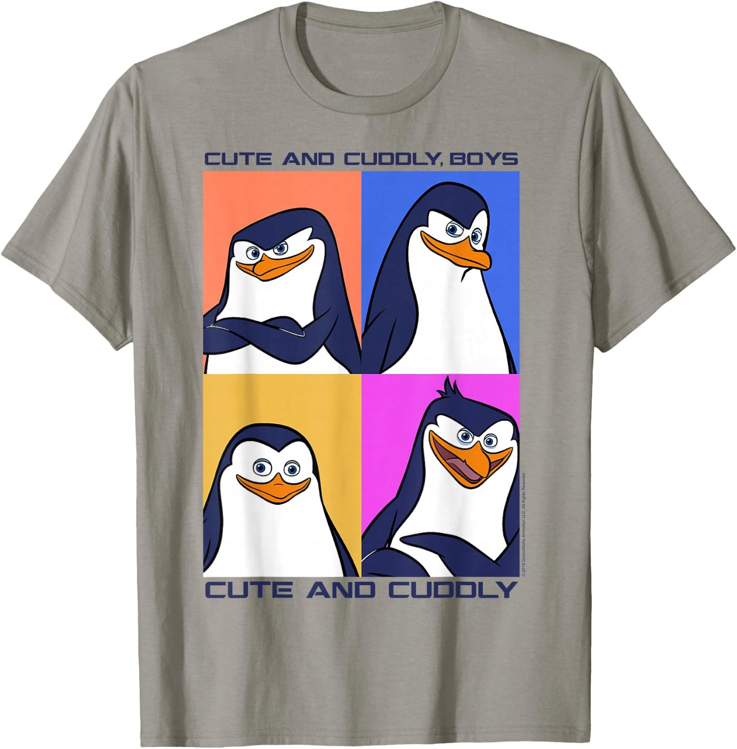 Madagascar Penguins Cute And Cuddly Text Poster T-Shirt - T-Shirt | Sand