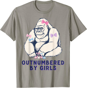 Funny Dad Outnumbered By Girls Fathers Day T-Shirt - T-Shirt | Sand
