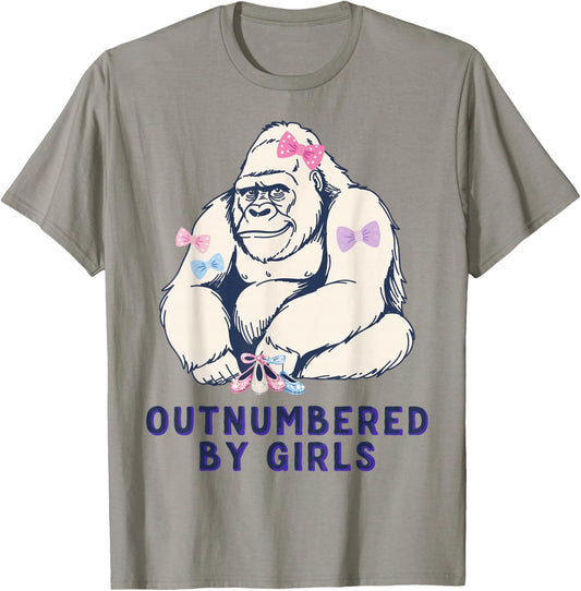 Funny Dad Outnumbered By Girls Fathers Day T-Shirt - T-Shirt | Sand