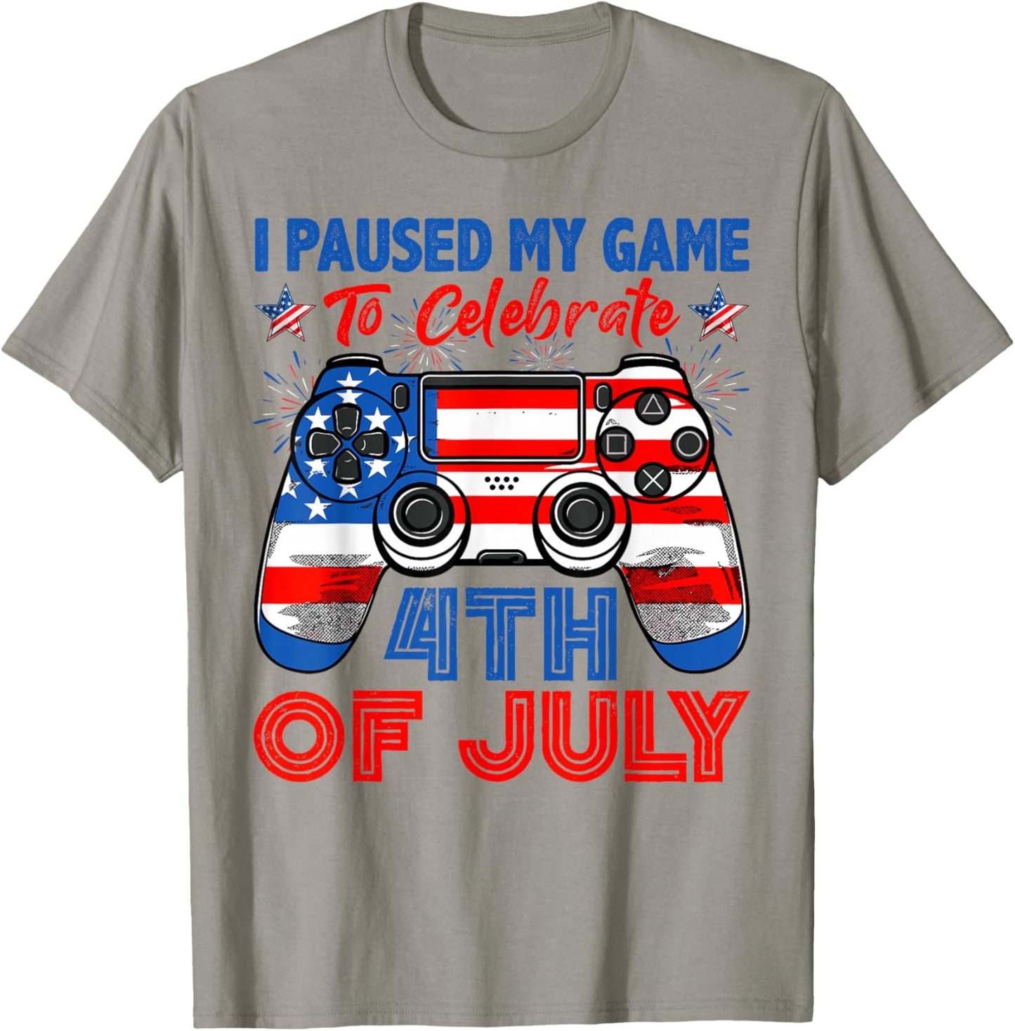 I Paused My Game To Celebrate 4th Of July USA Flag Boys Kids T-Shirt - T-Shirt | Sand