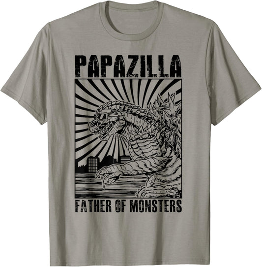 Vintage Papazilla Father Of The Monsters Dad Fathers Day T-Shirt - T-Shirt | Sand