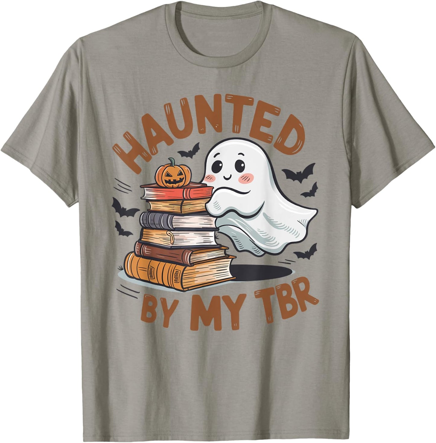 Haunted By My TBR Cute Ghost Book Reading Teacher Halloween T-Shirt - T-Shirt | Sand