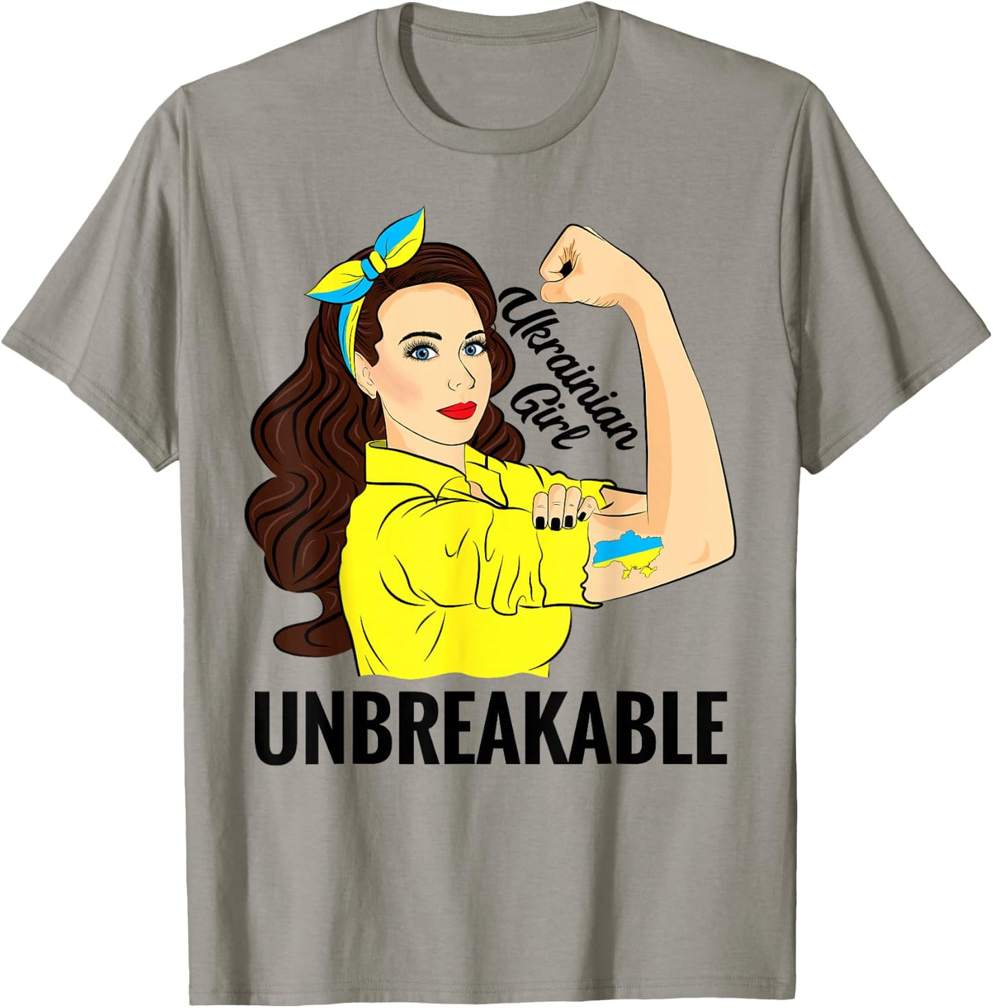 Ukrainian Women Girl Unbreakable Ukraine Flag T-Shirt - T-Shirt | Sand