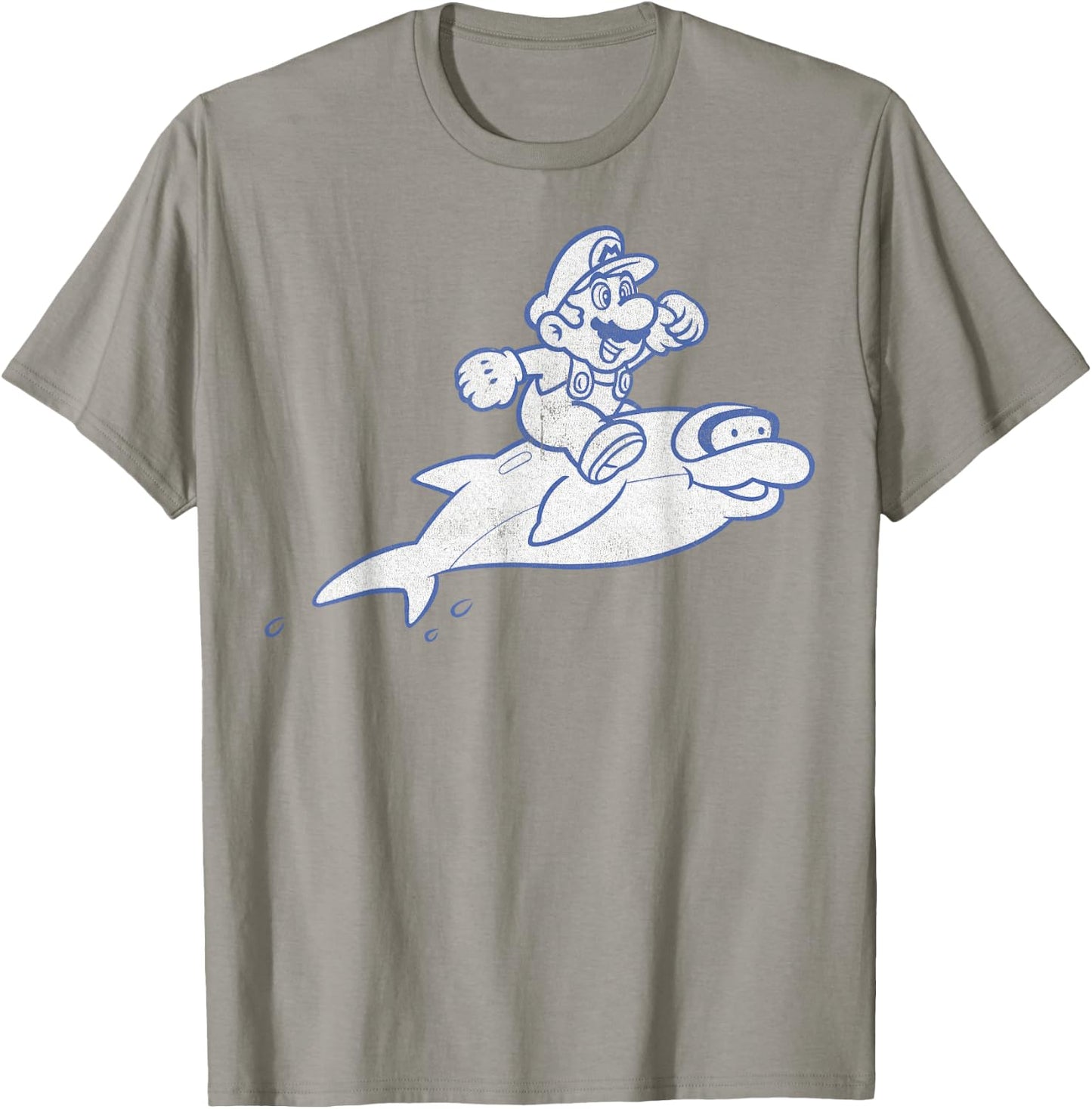 Super Mario Retro Dolphin Ride Outline Graphic T-Shirt - T-Shirt | Sand