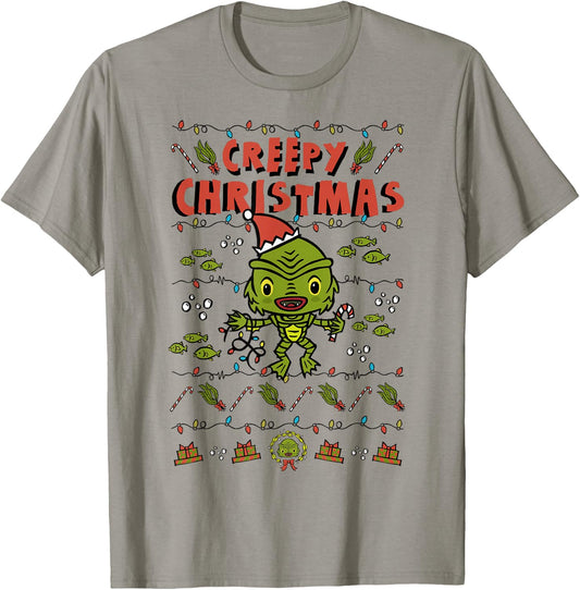 Universal Monsters Christmas Black Lagoon Creepy Christmas T-Shirt - T-Shirt | Sand