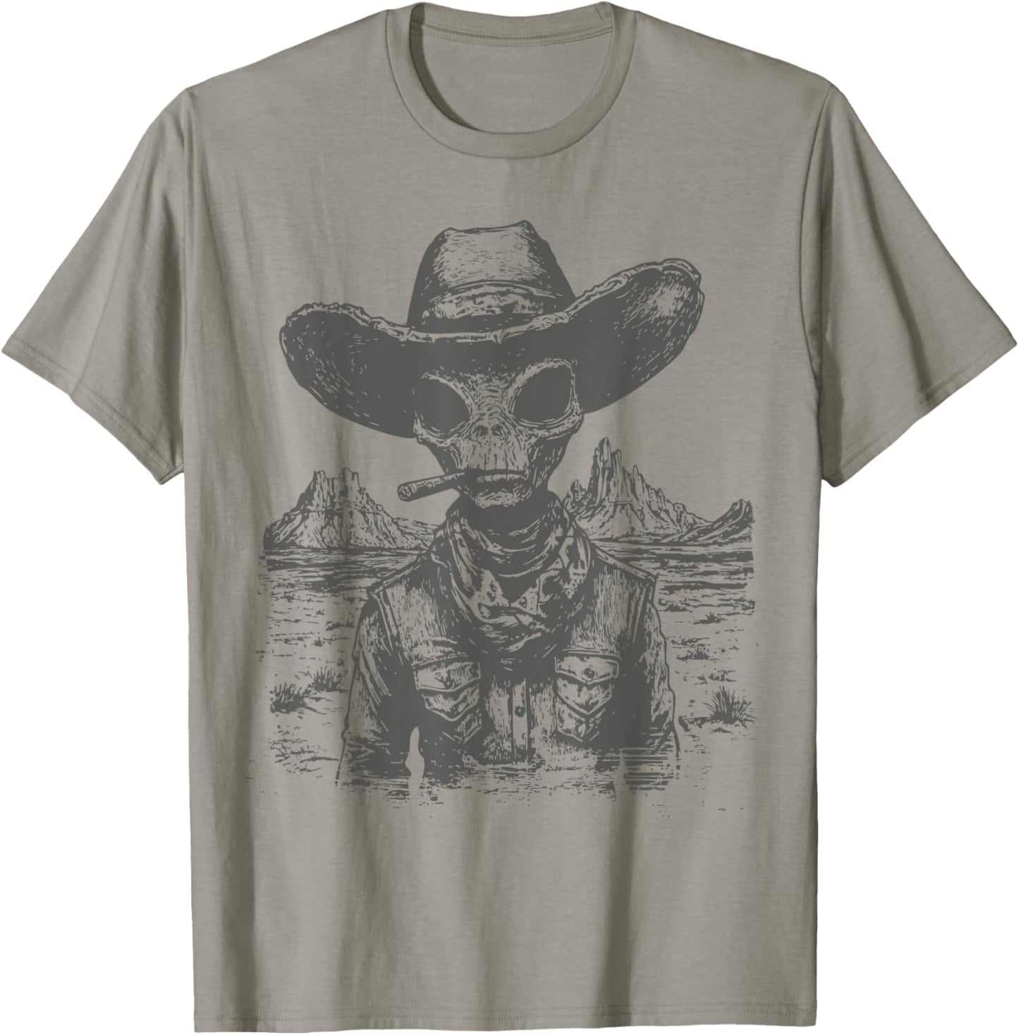 Vintage Cowboy Alien Western Shirt - Cowboy Alien T-Shirt - T-Shirt | Sand