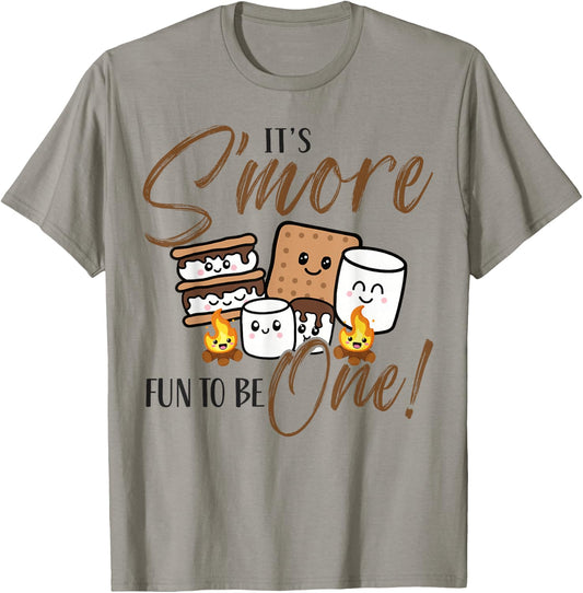 Birthday Campfire Marshmallow It's S'More Fun to Be 1st One T-Shirt - T-Shirt | Sand