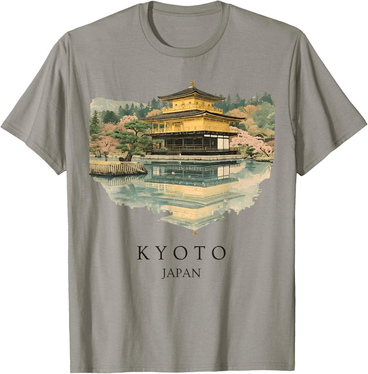 Kyoto Japan Vintage Travel Art Kinkaku-ji Golden Pavilion T-Shirt - T-Shirt | Sand