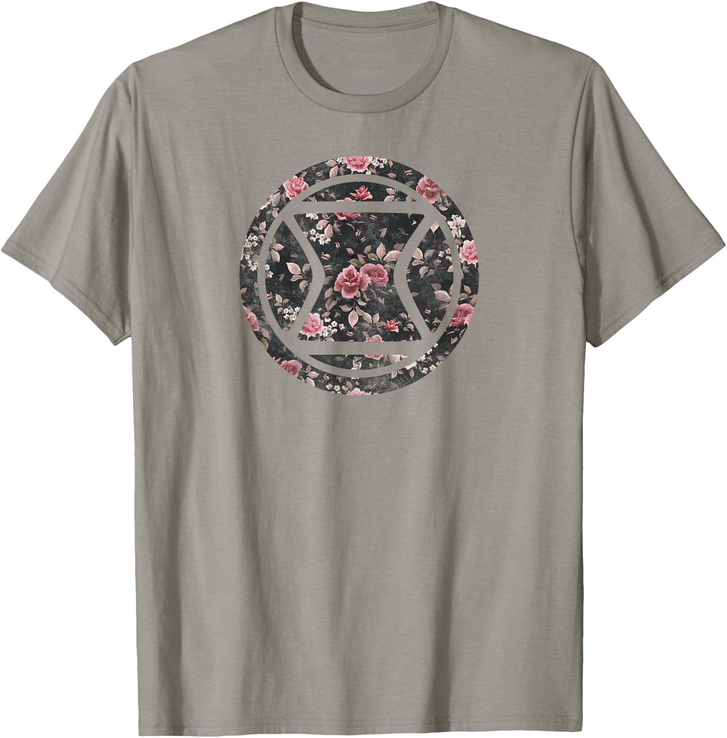 Marvel Black Widow Logo Floral Pattern Icon T-Shirt - T-Shirt | Sand
