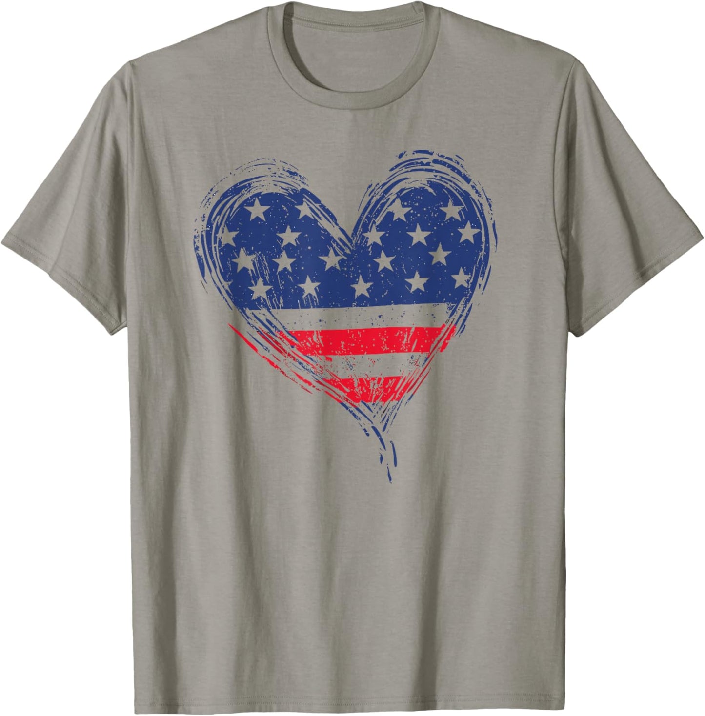 American Flag Heart Patriotic Stars And Stripes 4th of July T-Shirt - T-Shirt | Sand