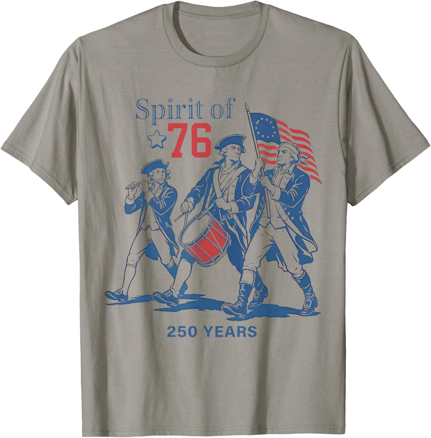 Spirit of 76 Vintage 4th of July Patriotic 250 Years US Flag T-Shirt - T-Shirt | Sand