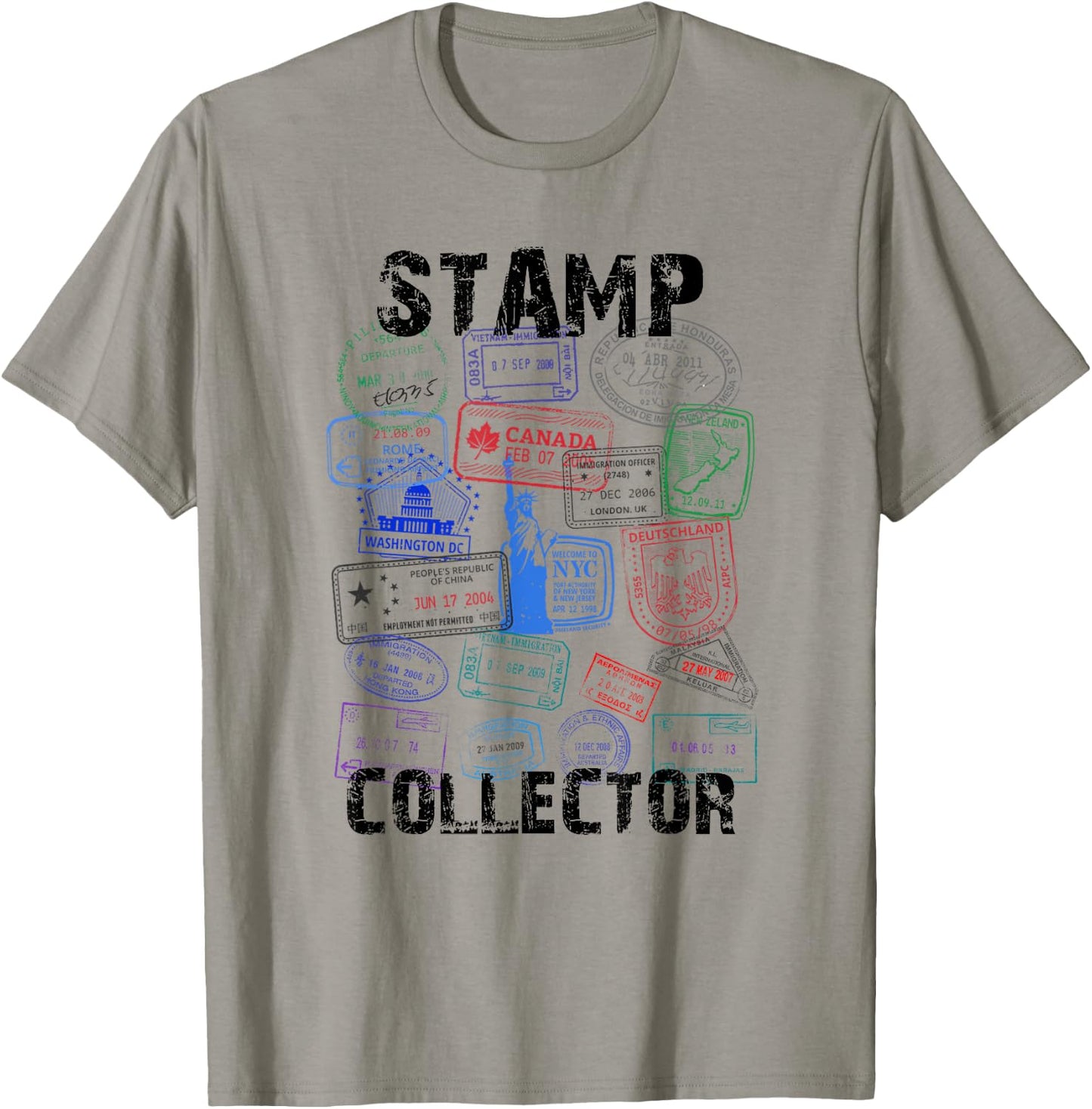 Passport Stamps Shirt Travel Vacation T-Shirt - T-Shirt | Sand