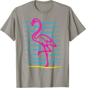 80's Retro Pink Flamingo Bird Shirt | Bird Lover Gift T-Shirt - T-Shirt | Sand