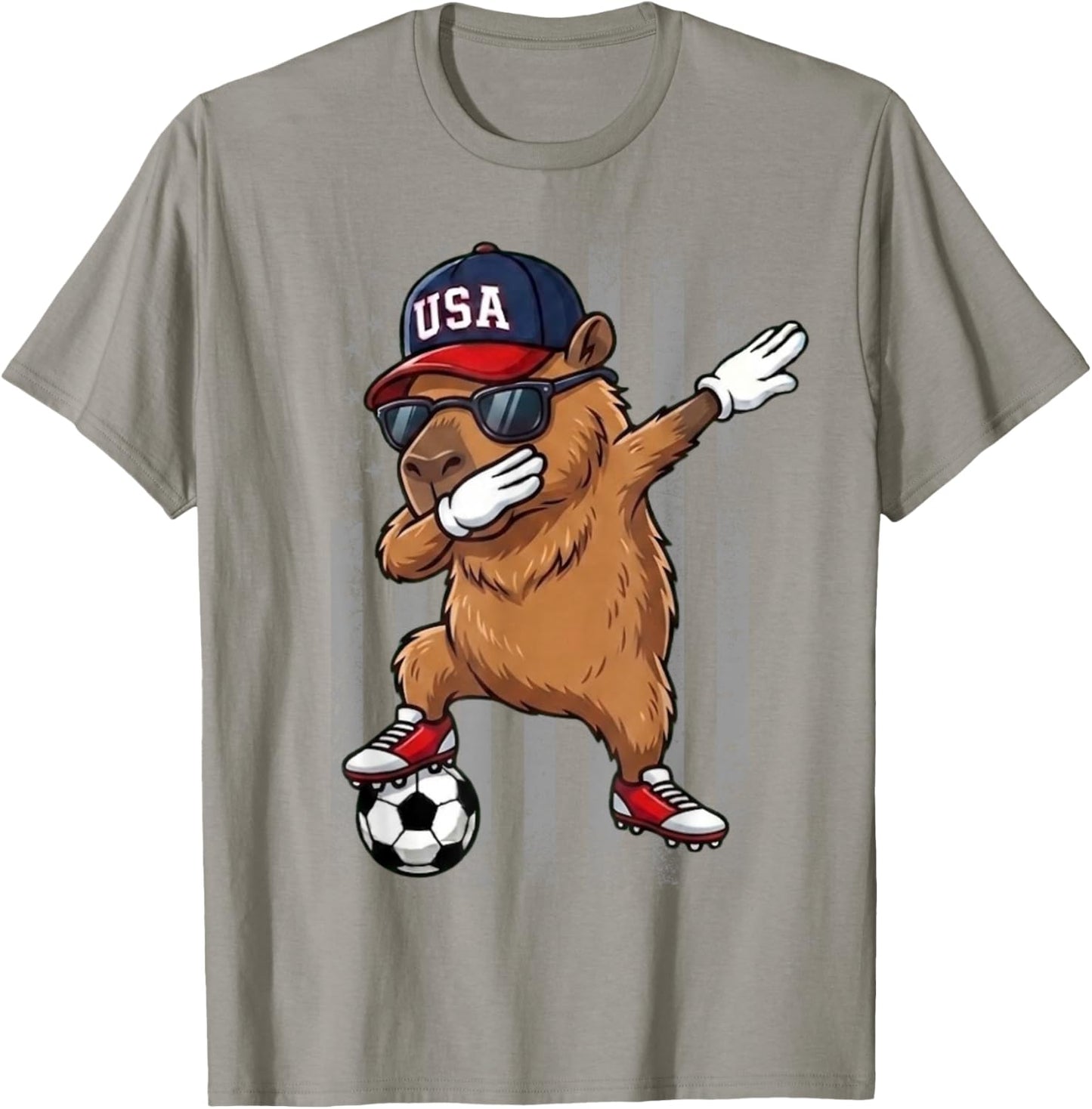 Capybara Dabbing Funny Soccer Boys Girls Kids Men & Women T-Shirt - T-Shirt | Sand