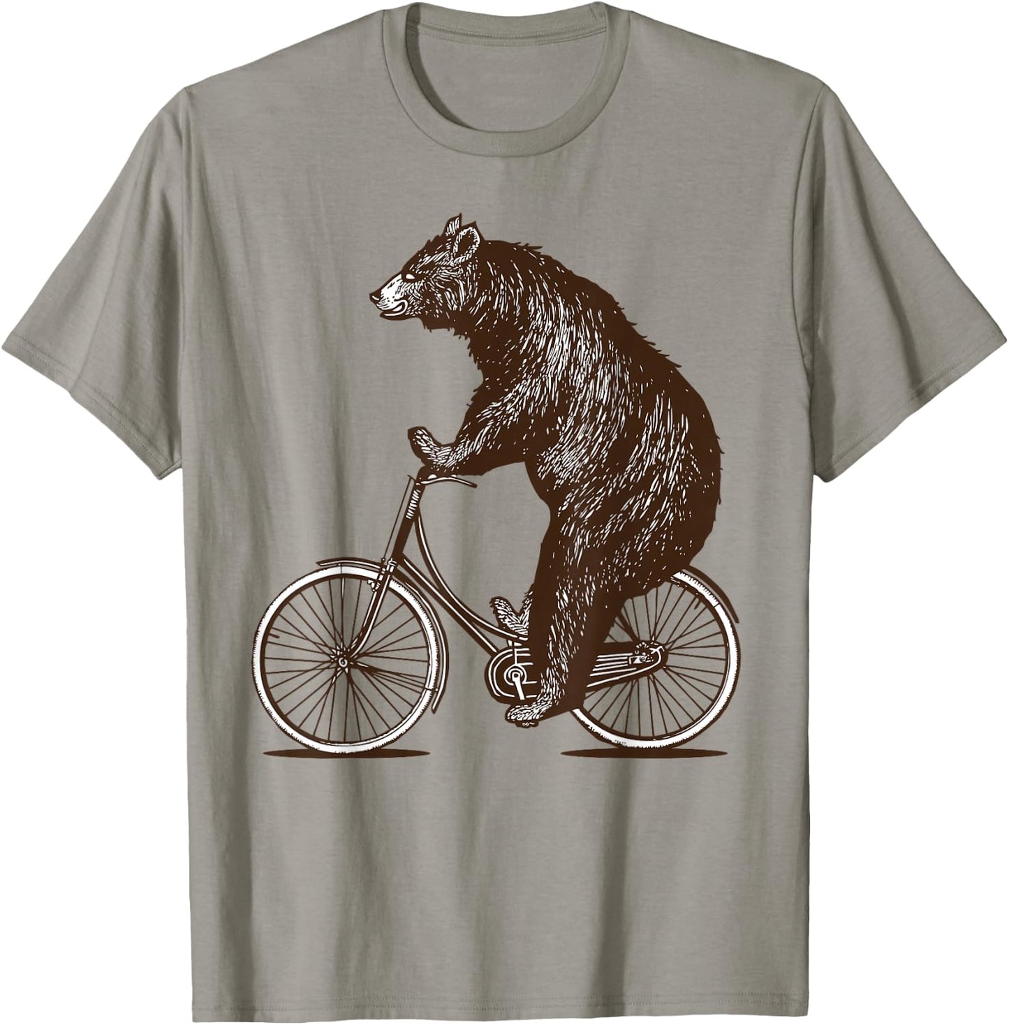 Bear on Bike Cute Grizzly Bicycling T-Shirt - T-Shirt | Sand