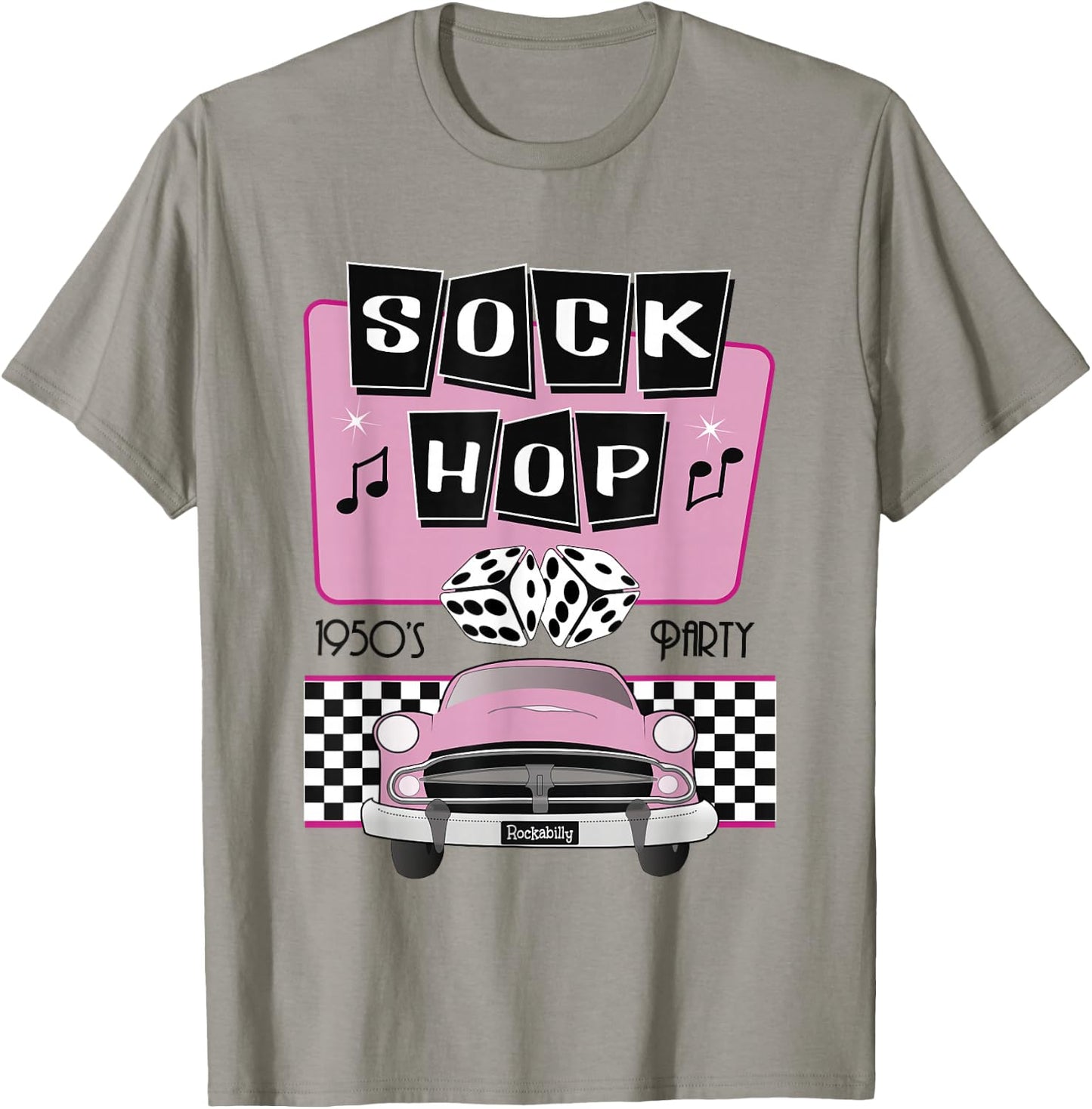 50s Sock Hop Dance Retro 1950s Party Doo Wop Rockabilly Pink T-Shirt - T-Shirt | Sand