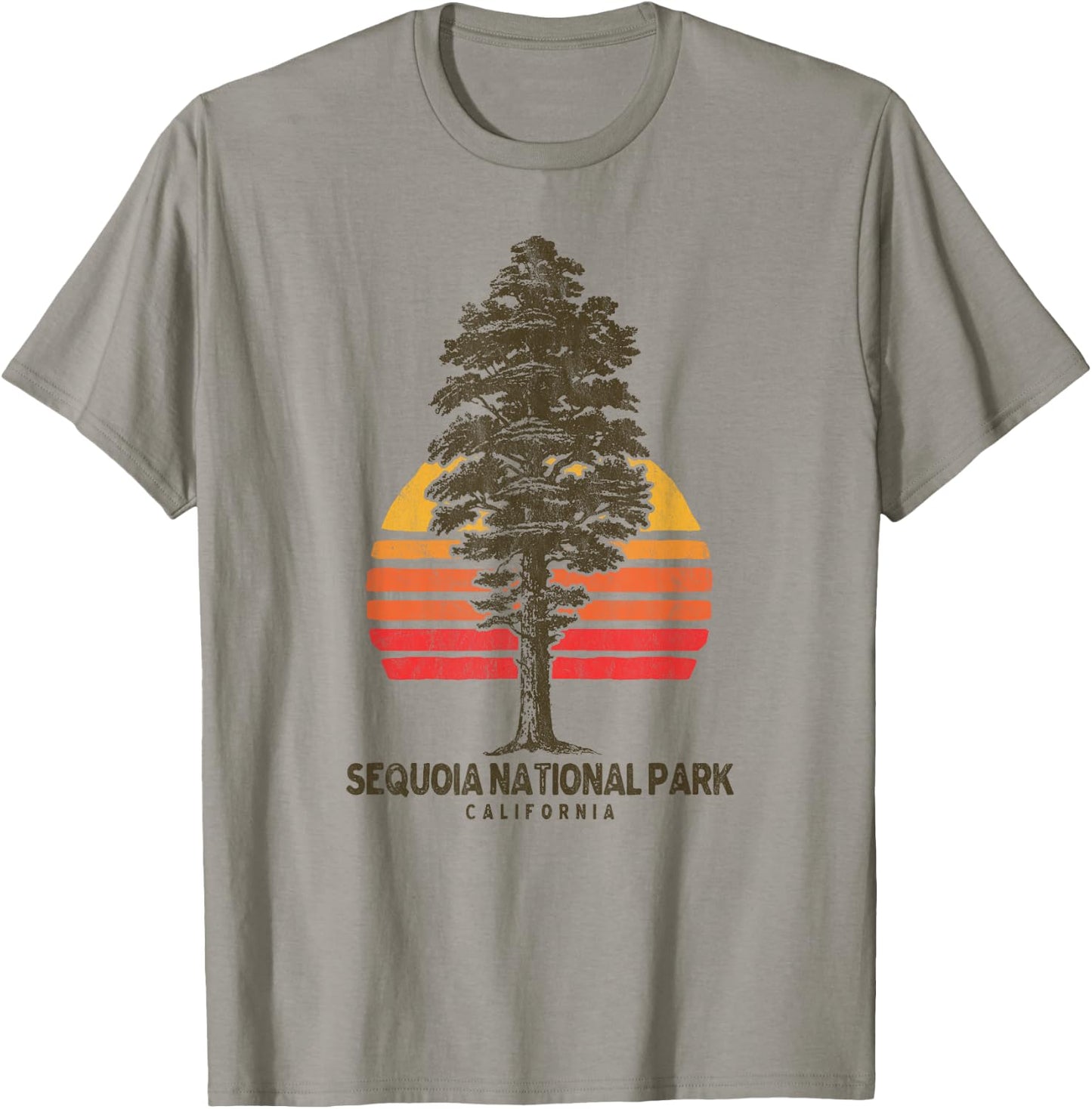 Sequoia National Park Retro Tree Minimalist Graphic Small T-Shirt - T-Shirt | Sand