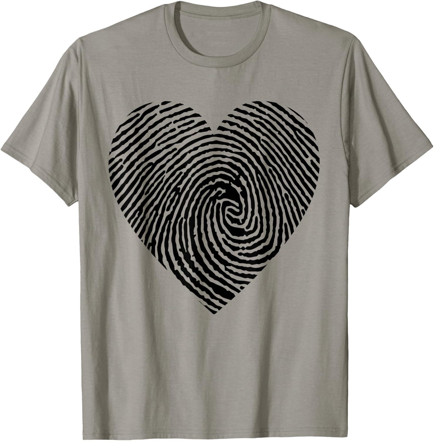 Heart Fingerprint Love Forensic Science Crime T-Shirt - T-Shirt | Sand