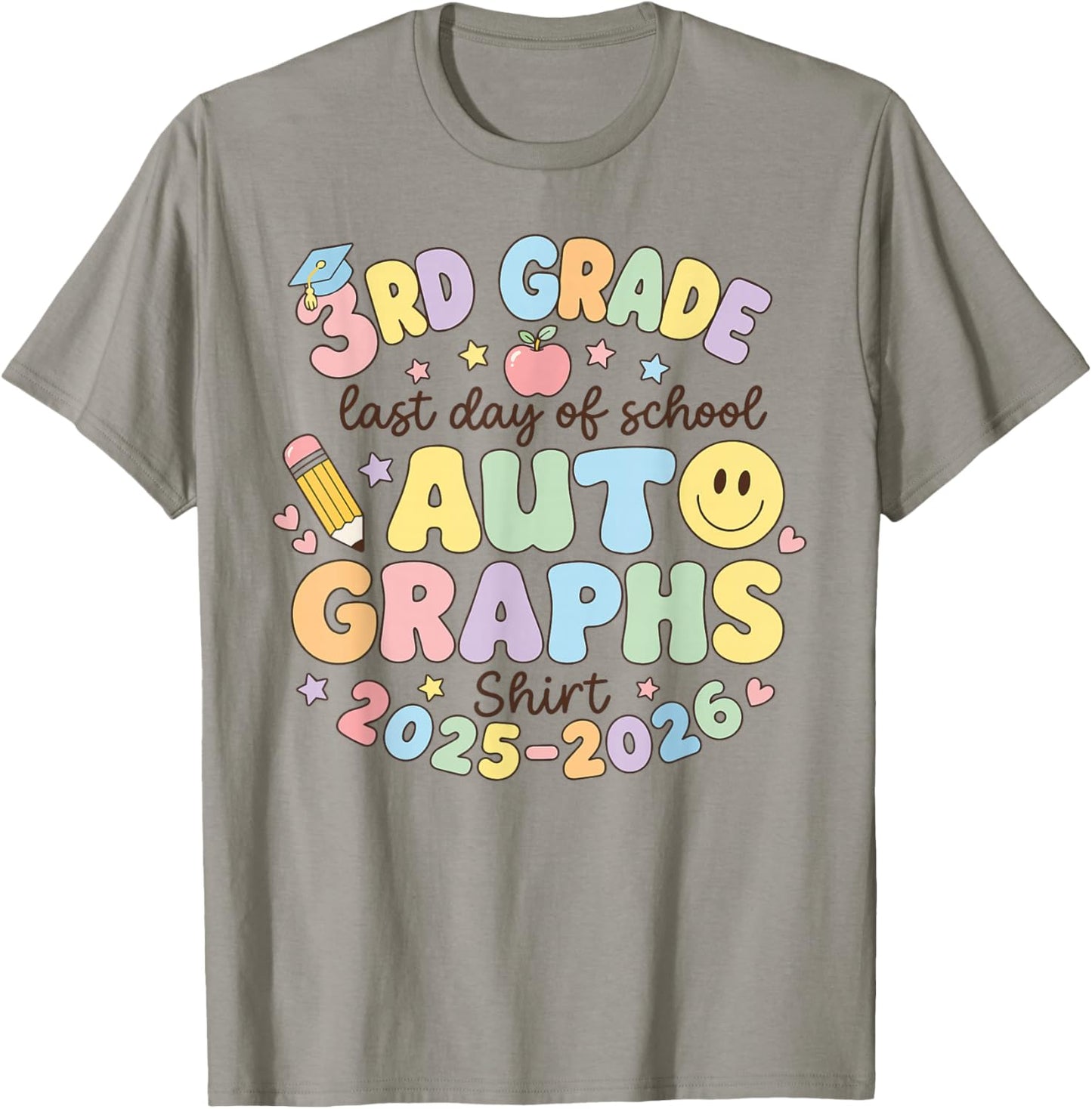 Cute Last Day of School 3rd Grade Autograph Kids Signature T-Shirt - T-Shirt | Sand