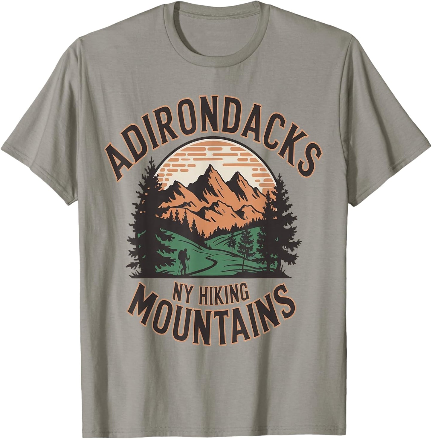 Adirondacks NY Hiking Mountains Nature Lovers Design T-Shirt - T-Shirt | Sand