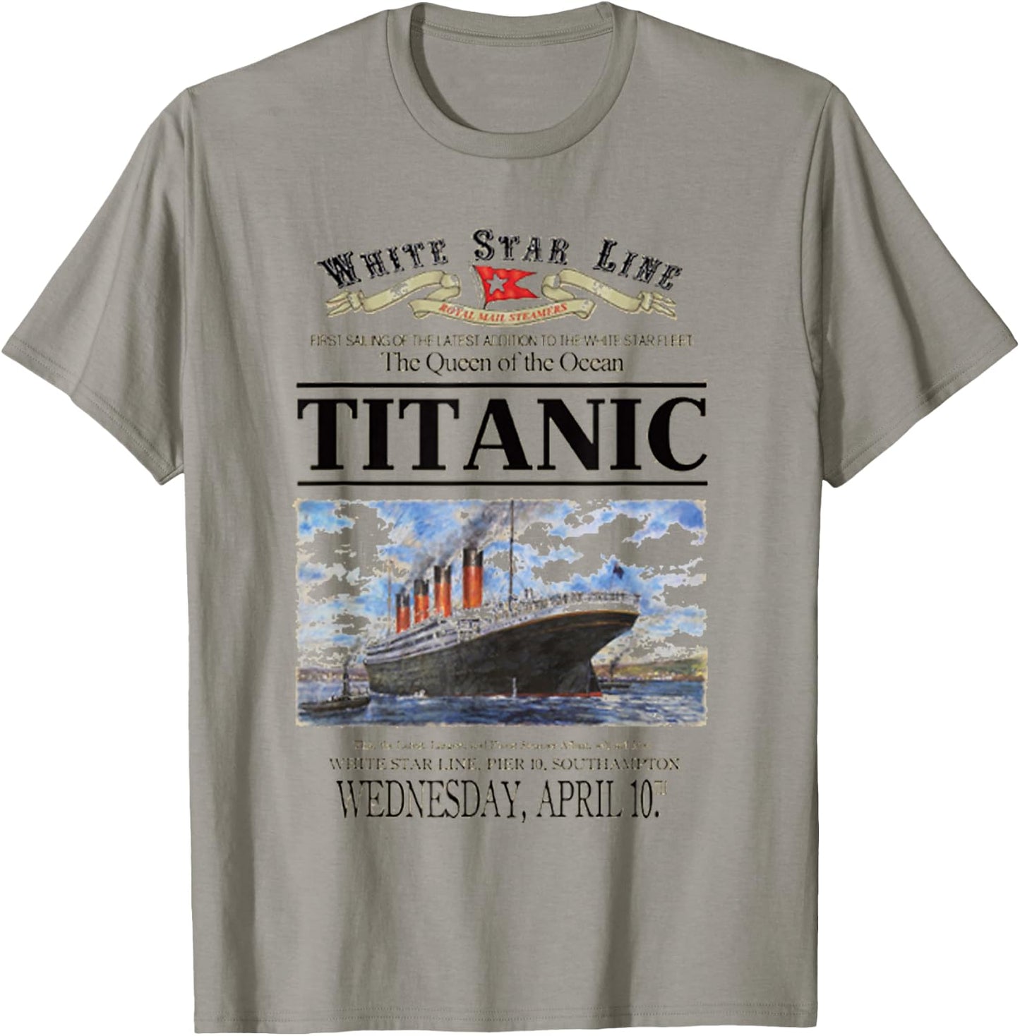 Titanic Vintage Ship Atlantic Ocean Voyage Retro Poster T-Shirt - T-Shirt | Sand