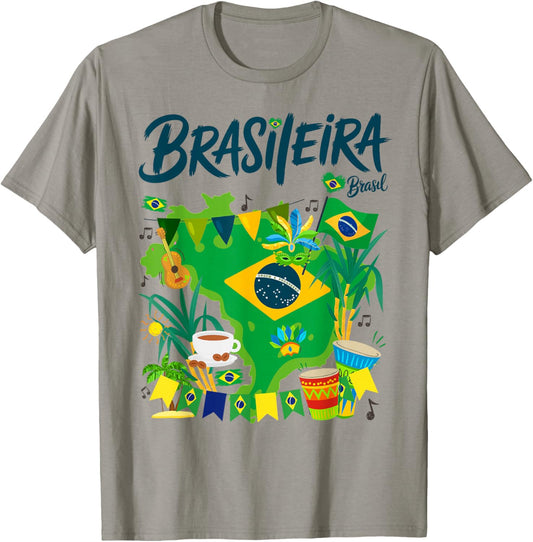 Brasil Flag Outfit Idea Brazilian Brasileira Theme T-Shirt - T-Shirt | Sand