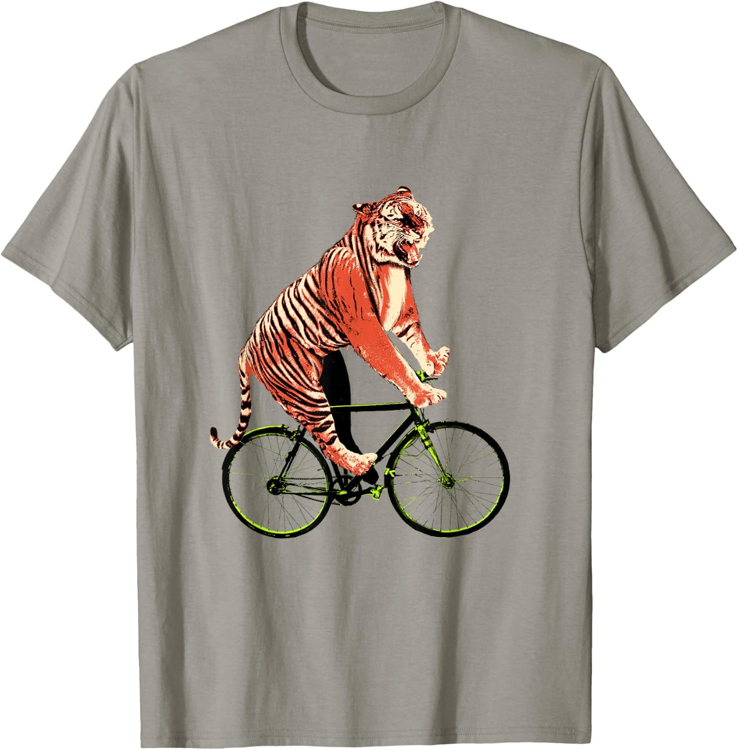 Tiger Riding Bicycle - Funny Tiger Gift a Cyclist T-Shirt - T-Shirt | Sand
