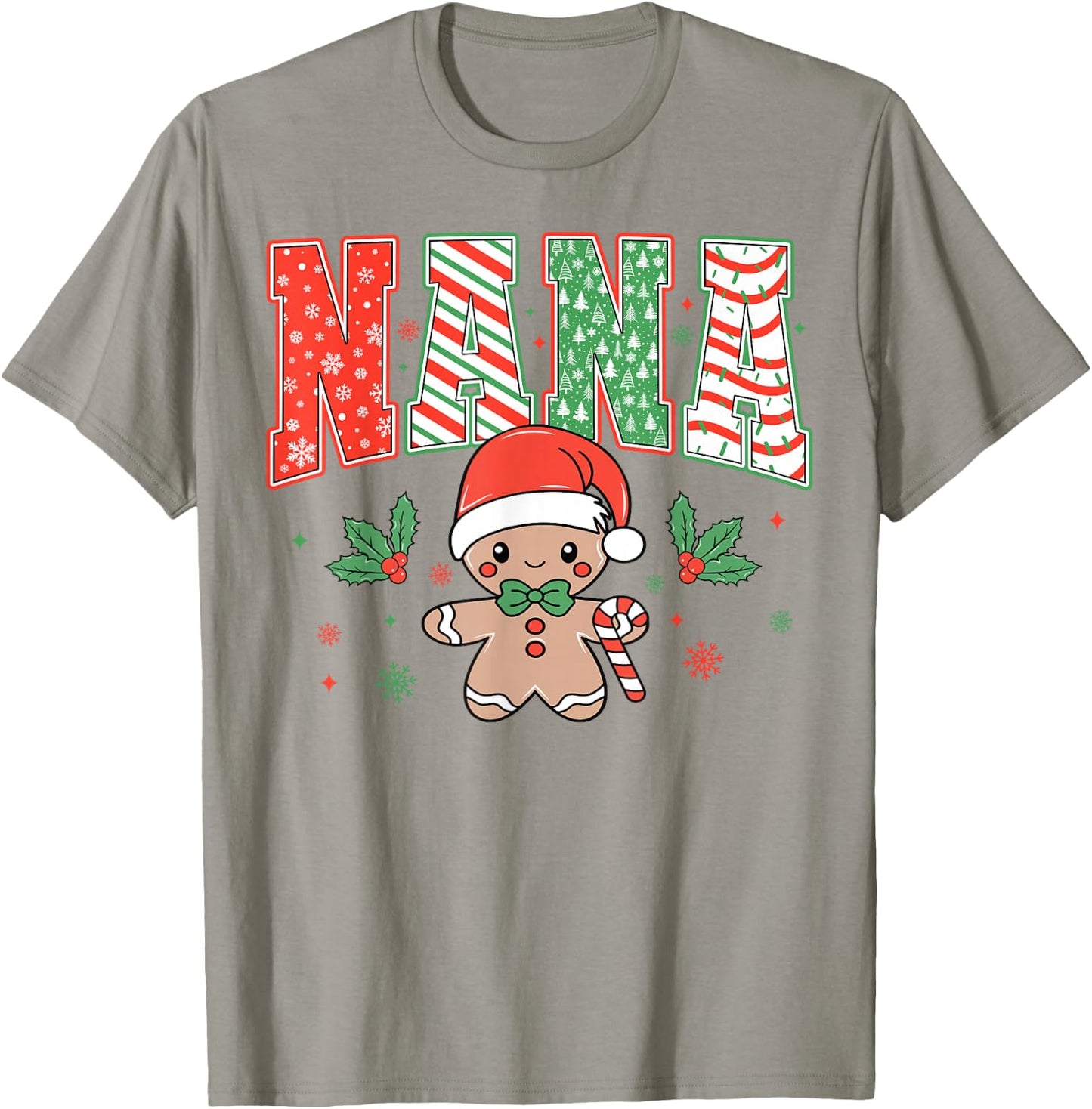 Gingerbread Nana Christmas Cookies Pajama Family Matching T-Shirt - T-Shirt | Sand