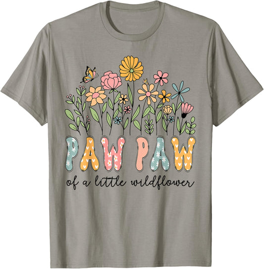Paw Paw Of The Little Wildflower Baby Birthday Floral T-Shirt - T-Shirt | Sand
