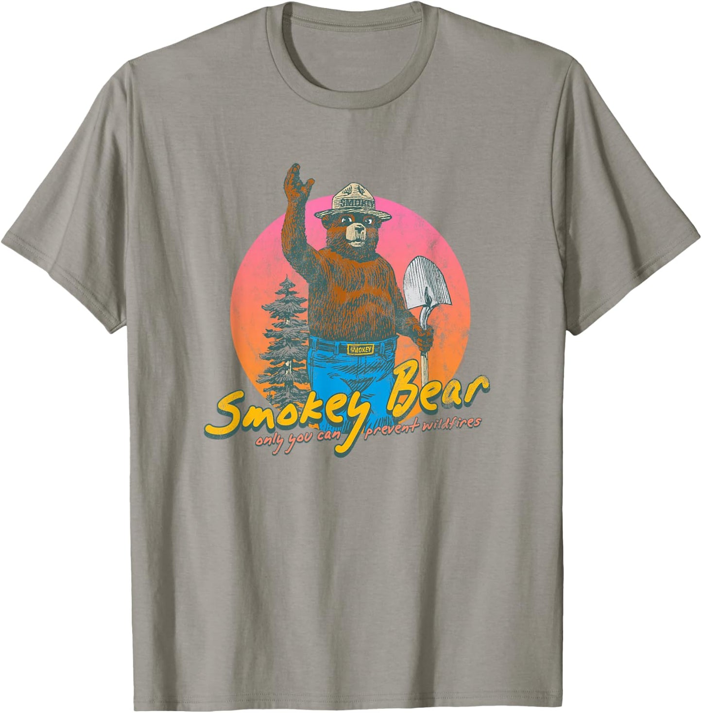 Smokey Bear Retro Smokey Bear Colorful Sunset PSA T-Shirt - T-Shirt | Sand