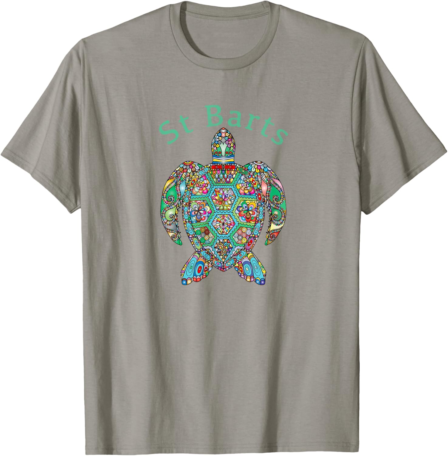 St Barts Tribal Turtle Gift T-Shirt - T-Shirt | Sand