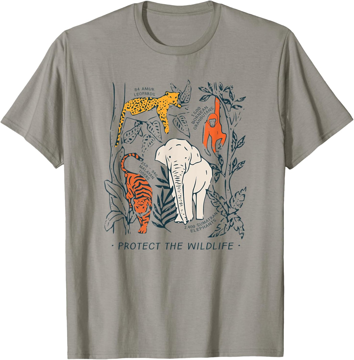 Protect The Wildlife Botanical Chart Shirt Endangered Animal T-Shirt - T-Shirt | Sand