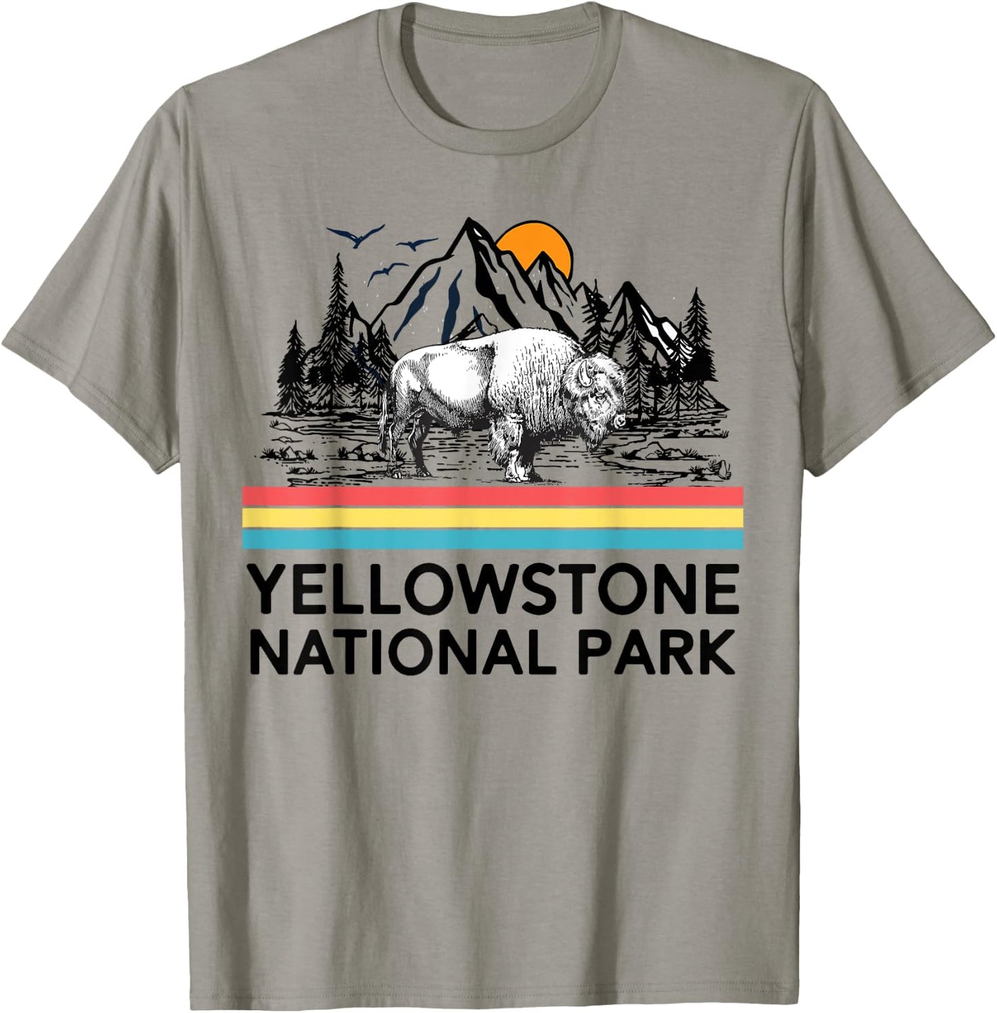 Vintage Yellowstone National Park Retro Mountains T-Shirt - T-Shirt | Sand